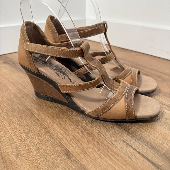 Fly London Brown Leather Wedge Strappy Sandal 39 - Picture 1 of 10